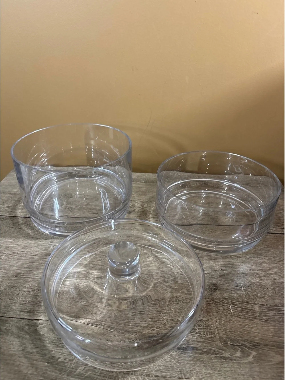 Set of 3 Clear Glass Storage Bowls with Lid